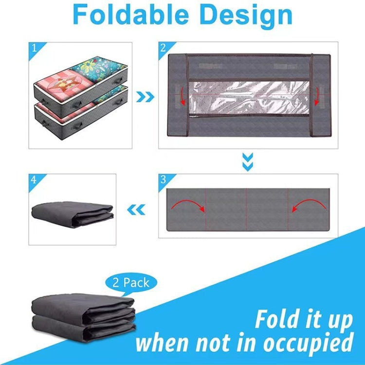 Non-Woven Fabric Foldable Underbed Storage Bag For Clothes Blankets And Shoes 100x50x15cm, 100x50x15cm(4 Handles Deep Gray), 100x50x15cm(4 Handles Black)