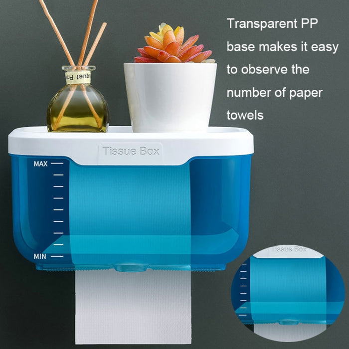 Punch-free Bathroom Transparent Waterproof Tissue Box Toilet Wall-mounted Storage Rack