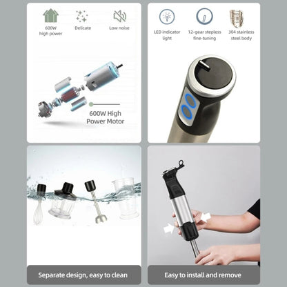 5-in-1 600W Multifunctional  Electric Blender Stainless Steel Food Cooking Stick, US Plug, EU Plug, UK Plug