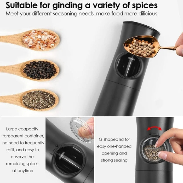 Gravity Induction Electric Salt And Pepper Grinder  Adjustable Coarseness with LED Light