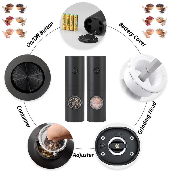 Electric Automatic Salt and Pepper Grinder Set Battery Powered