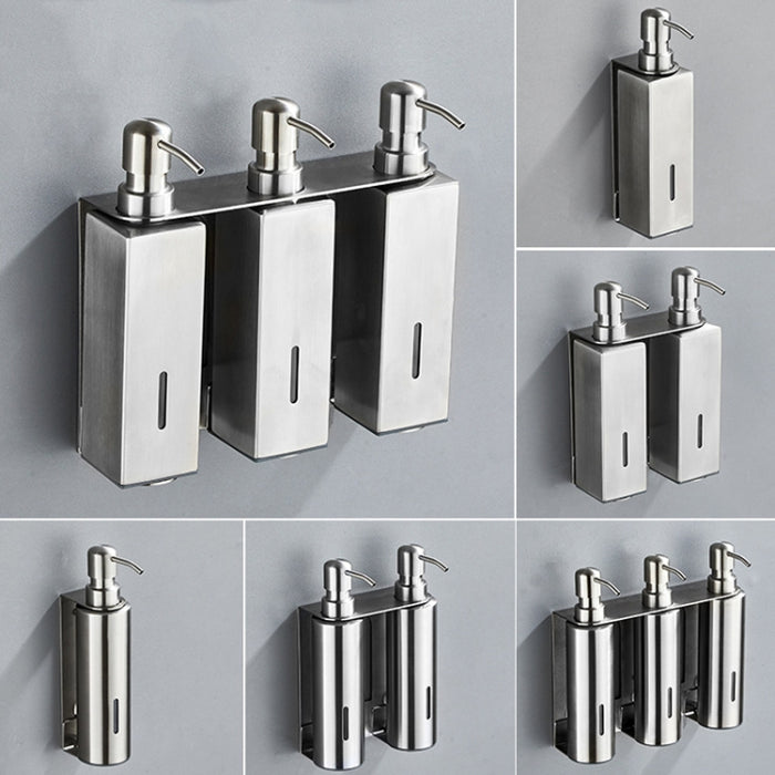 Hotel Stainless Steel Soap Dispenser Home Wall Mounted No Punch Press To Soap Bottle