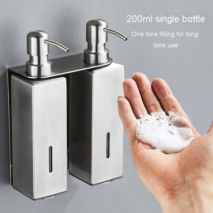 Hotel Stainless Steel Soap Dispenser Home Wall Mounted No Punch Press To Soap Bottle