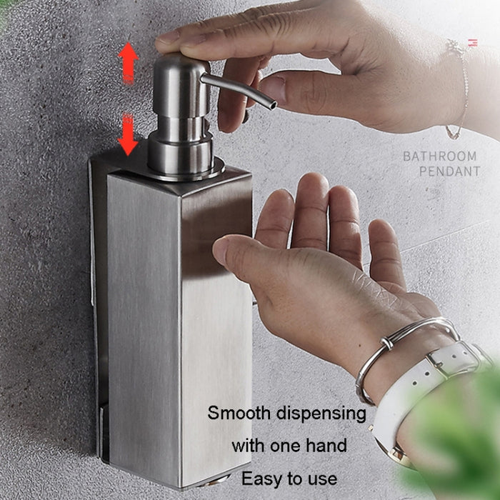 Hotel Stainless Steel Soap Dispenser Home Wall Mounted No Punch Press To Soap Bottle