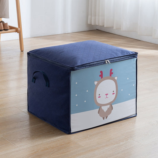 Non-woven Clothing Organization Quilt Dustproof Storage Bag, Horizontal Navy Blue 50x42x39cm