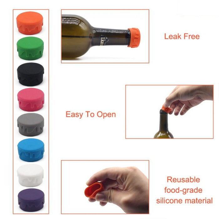 5pcs FDA Food Grade Silicone Wine Bottle Stopper Wine Corks Leak-Proof Stopper