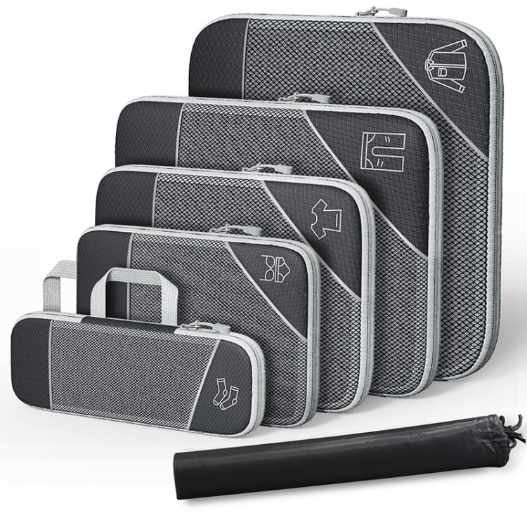 6 In 1 Compression Mesh Travel Cubes Clothes Underwear Packing Bags, 6 In 1