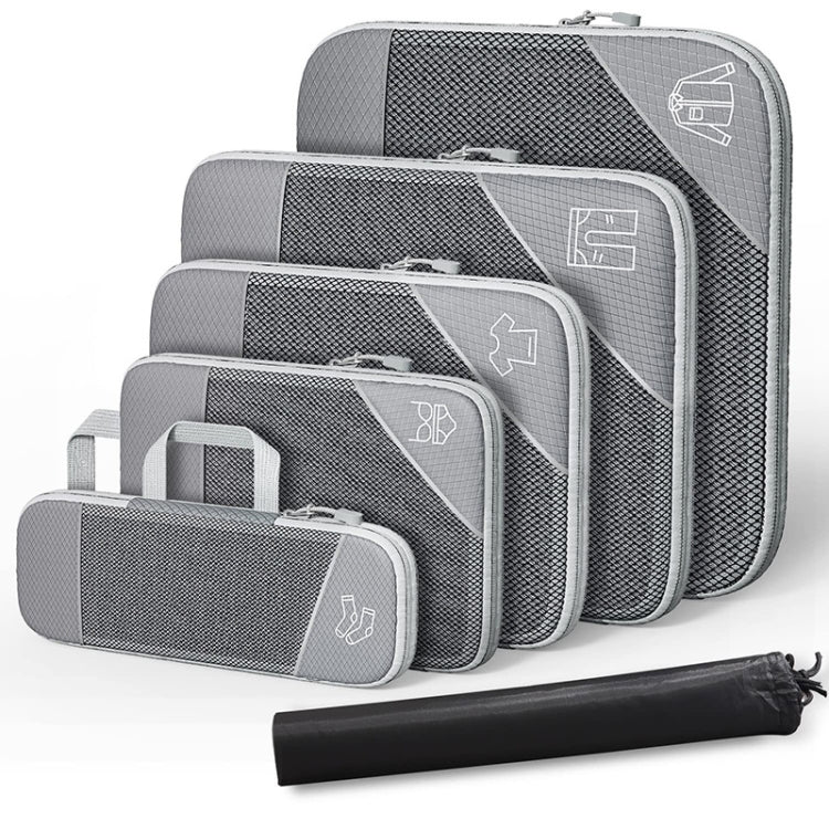 6 In 1 Compression Mesh Travel Cubes Clothes Underwear Packing Bags, 6 In 1