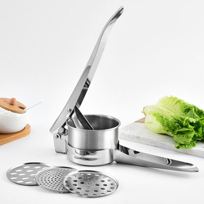 Stainless Steel Potato Press Manual Juicer Vegetable And Fruit Squeezer, 3 In 1, SJ-02 Side Hole, SJ-01 Bottom Hole, SJ-04 Side Hole Red