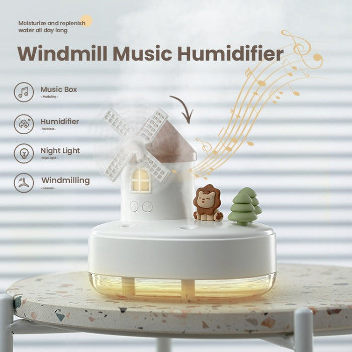 ZAY-H007 LED Light Double Spray Wireless Mini Desktop Windmill Music Humidifier