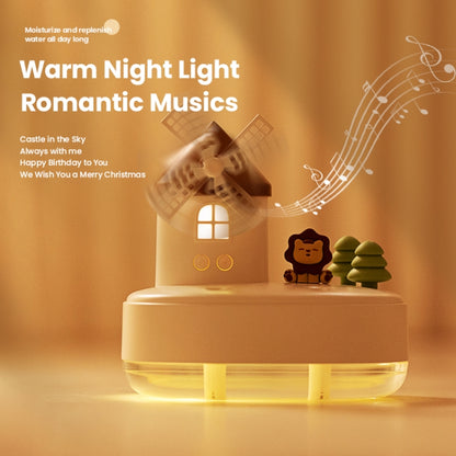 ZAY-H007 LED Light Double Spray Wireless Mini Desktop Windmill Music Humidifier