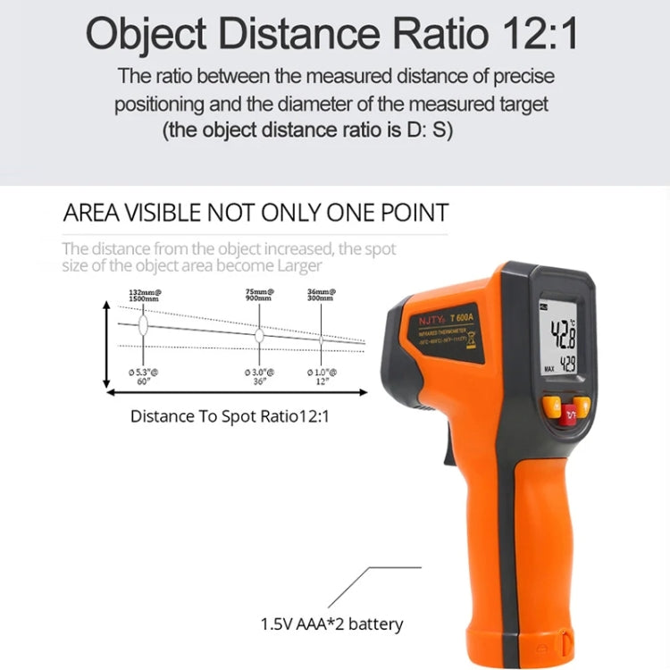 NJTY Digital Display High-Precision Infrared Thermometer For Bakery Kitchen Industry, T400, T400A (Adjustable), T600, T600A (Adjustable)