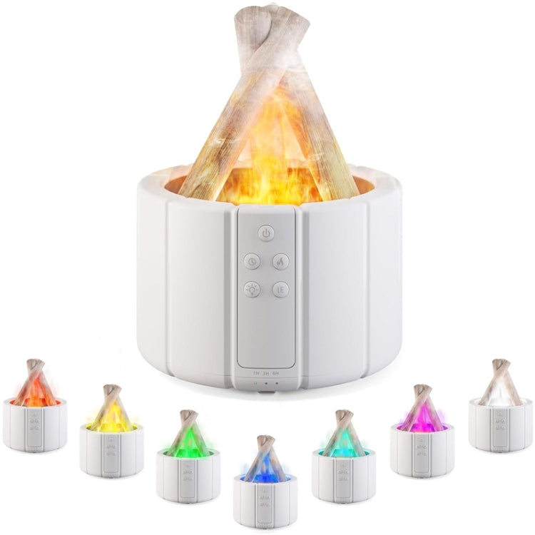 Bonfire Shaped Remote Control Aroma Diffuser Desktop Flame Humidifier, Black, Colorful White