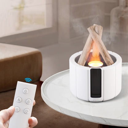 Bonfire Shaped Remote Control Aroma Diffuser Desktop Flame Humidifier, Black, Colorful White