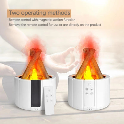 Bonfire Shaped Remote Control Aroma Diffuser Desktop Flame Humidifier, Black, Colorful White