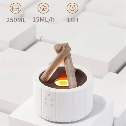 Bonfire Shaped Remote Control Aroma Diffuser Desktop Flame Humidifier, Black, Colorful White