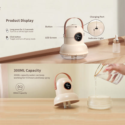 ICARER FAMILY IF-JS01 USB Charging Desktop Night Light Dual-spray Humidifier, White (Doll), Pink (Doll), Beige (Doll), Green (Doll), White (Digital), Pink (Digital), Beige (Digital), Green (Digital)