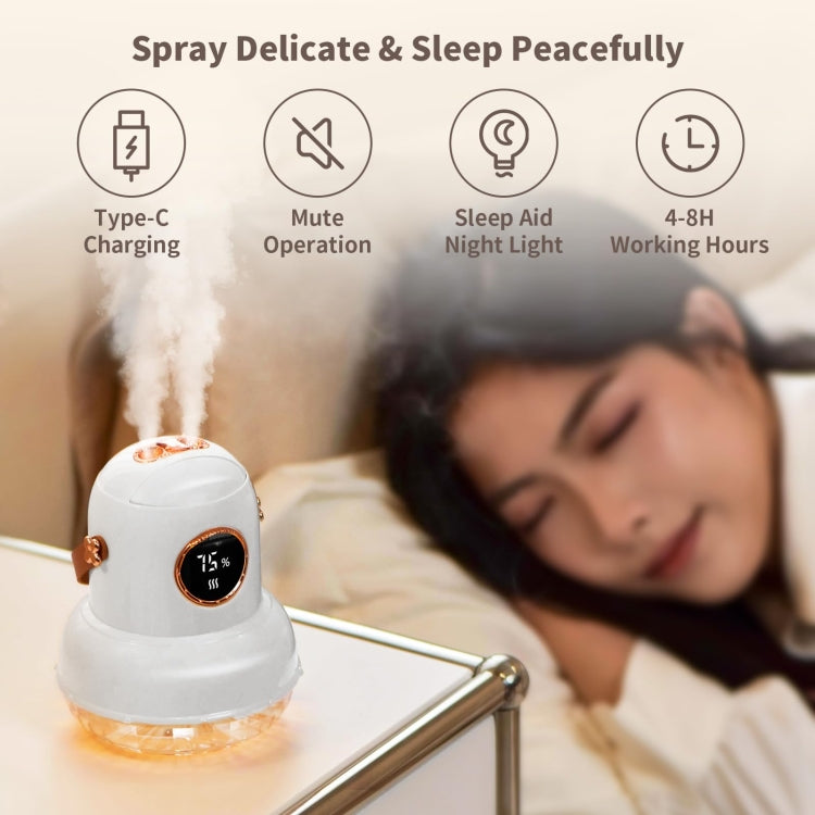 ICARER FAMILY IF-JS01 USB Charging Desktop Night Light Dual-spray Humidifier, White (Doll), Pink (Doll), Beige (Doll), Green (Doll), White (Digital), Pink (Digital), Beige (Digital), Green (Digital)