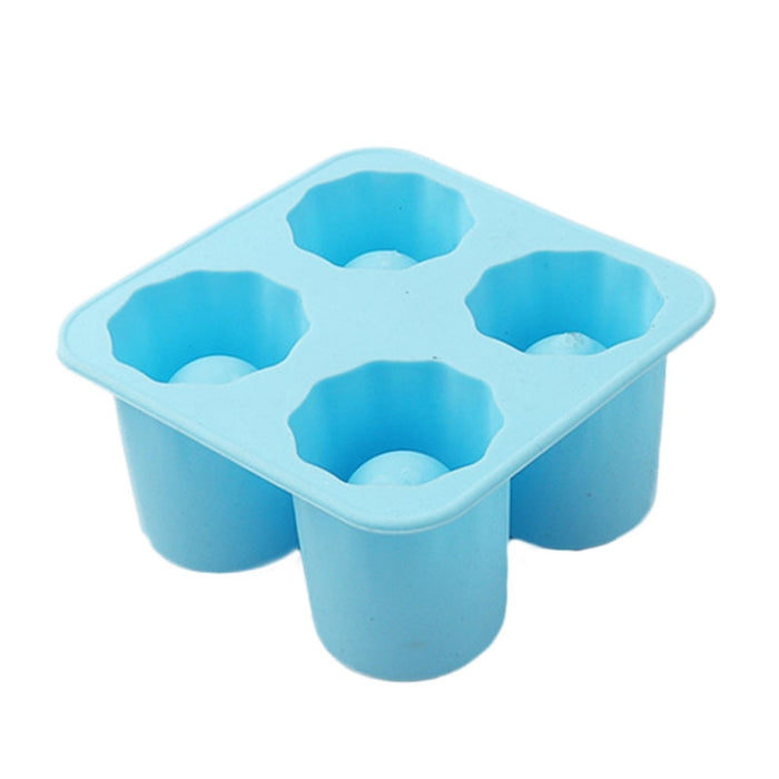 Four Hole Ice Cup Silicone Mold Compartment Cylindrical Coke Whiskey Ice Cube Maker Mold