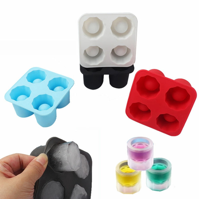 Four Hole Ice Cup Silicone Mold Compartment Cylindrical Coke Whiskey Ice Cube Maker Mold