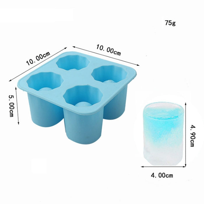 Four Hole Ice Cup Silicone Mold Compartment Cylindrical Coke Whiskey Ice Cube Maker Mold