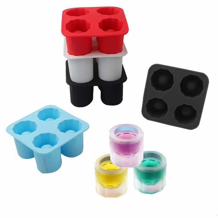 Four Hole Ice Cup Silicone Mold Compartment Cylindrical Coke Whiskey Ice Cube Maker Mold