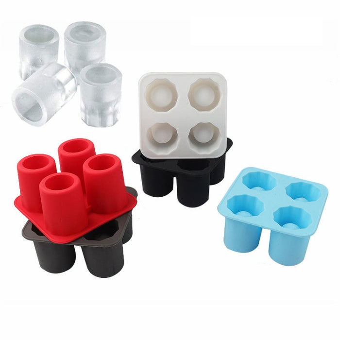 Four Hole Ice Cup Silicone Mold Compartment Cylindrical Coke Whiskey Ice Cube Maker Mold