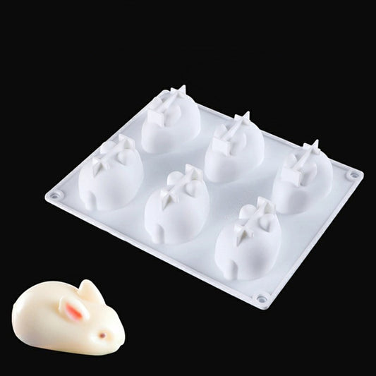 6-link Bunny Pudding Silicone Mold Cake Mousse Jelly Baking Grinder