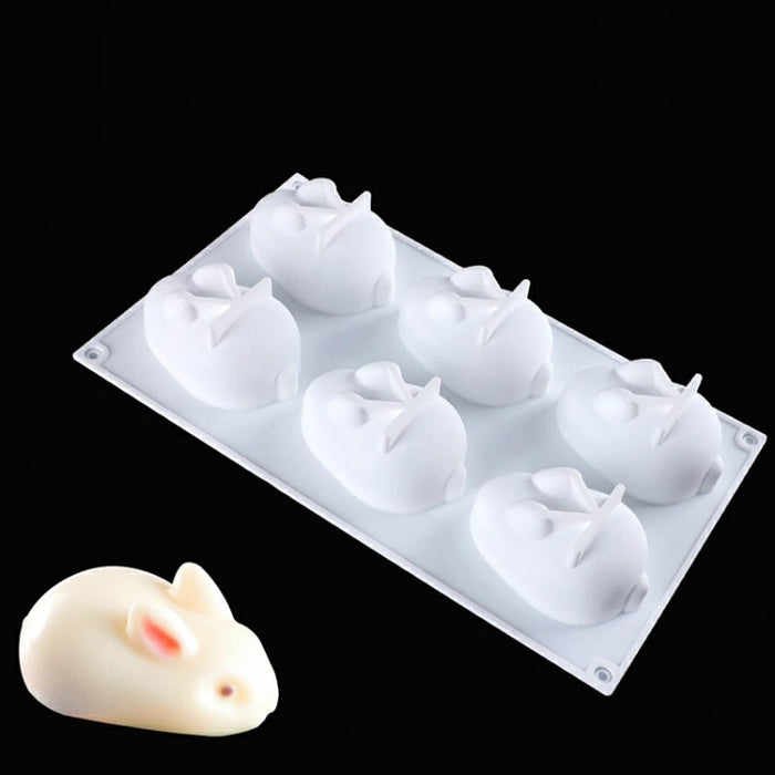 6-link Bunny Pudding Silicone Mold Cake Mousse Jelly Baking Grinder