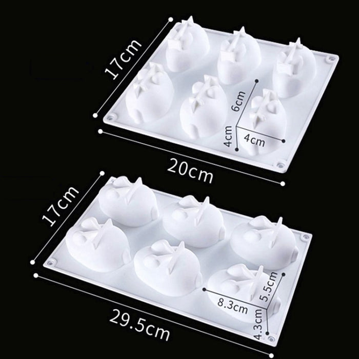 6-link Bunny Pudding Silicone Mold Cake Mousse Jelly Baking Grinder