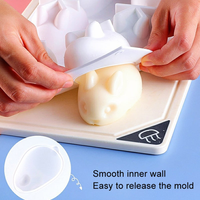 6-link Bunny Pudding Silicone Mold Cake Mousse Jelly Baking Grinder