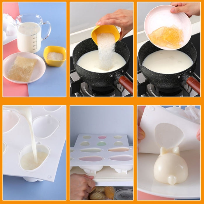 6-link Bunny Pudding Silicone Mold Cake Mousse Jelly Baking Grinder