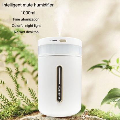1L Home Humidifier Large Capacity Desk Aroma Mute Ambient Light Humidifier, Charging Model