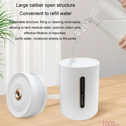 1L Home Humidifier Large Capacity Desk Aroma Mute Ambient Light Humidifier, Charging Model