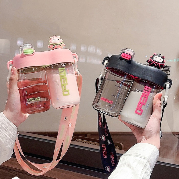 840ml Cartoon Doll Double-Drinking Kettle Cute High Temperature Resistant Portable Water Cup