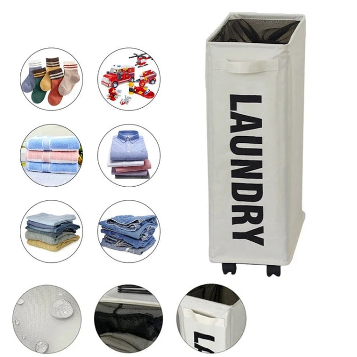 Yoga Mat Storage Basket Fabric Folding Laundry Basket With Pulleys Dirty Clothes Basket Oxford Cloth Storage Boxes