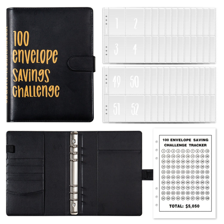A5 100 Day Savings Challenge Envelope Budget Planner Binder Notebook Handbook, Words Black, Pattern Black, Words Blue, Pattern Blue, Pattern Pink, Words Pink