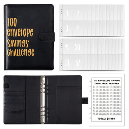 A5 100 Day Savings Challenge Envelope Budget Planner Binder Notebook Handbook, Words Black, Pattern Black, Words Blue, Pattern Blue, Pattern Pink, Words Pink