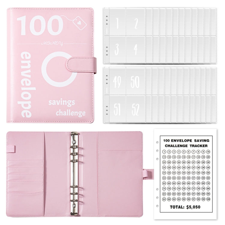 A5 100 Day Savings Challenge Envelope Budget Planner Binder Notebook Handbook, Words Black, Pattern Black, Words Blue, Pattern Blue, Pattern Pink, Words Pink