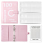 A5 100 Day Savings Challenge Envelope Budget Planner Binder Notebook Handbook, Words Black, Pattern Black, Words Blue, Pattern Blue, Pattern Pink, Words Pink