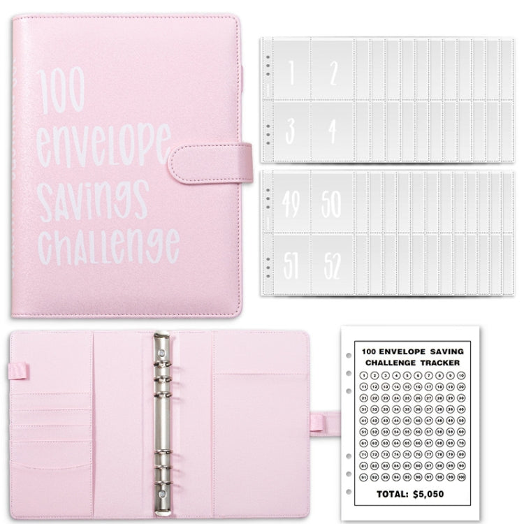 A5 100 Day Savings Challenge Envelope Budget Planner Binder Notebook Handbook, Words Black, Pattern Black, Words Blue, Pattern Blue, Pattern Pink, Words Pink