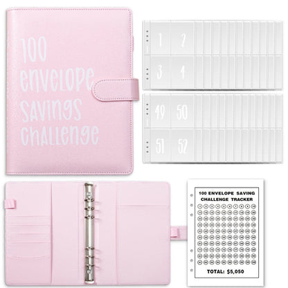 A5 100 Day Savings Challenge Envelope Budget Planner Binder Notebook Handbook, Words Black, Pattern Black, Words Blue, Pattern Blue, Pattern Pink, Words Pink