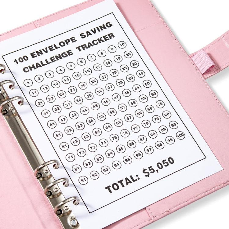 A5 100 Day Savings Challenge Envelope Budget Planner Binder Notebook Handbook, Words Black, Pattern Black, Words Blue, Pattern Blue, Pattern Pink, Words Pink