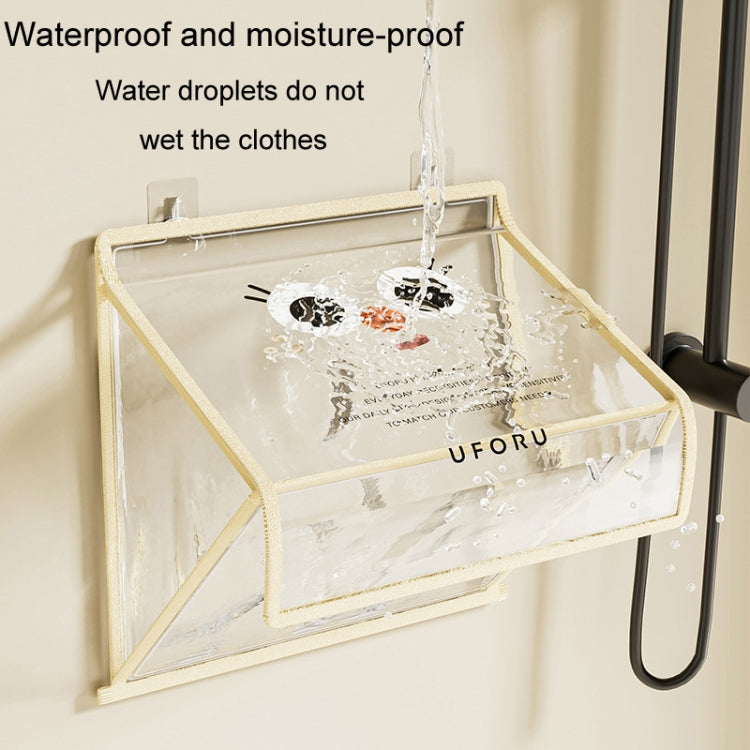 Bathroom Hanging Bag Foldable Transparent With Lid Waterproof Clothes Socks Storage Bag, Small Beige, Small Black, Large Beige, Large Black
