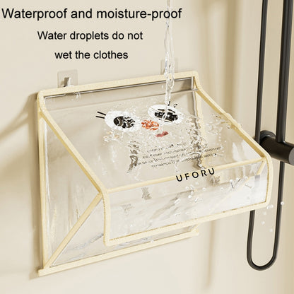 Bathroom Hanging Bag Foldable Transparent With Lid Waterproof Clothes Socks Storage Bag, Small Beige, Small Black, Large Beige, Large Black