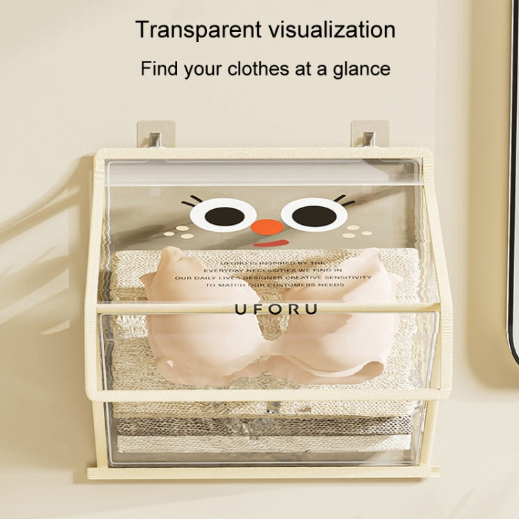 Bathroom Hanging Bag Foldable Transparent With Lid Waterproof Clothes Socks Storage Bag, Small Beige, Small Black, Large Beige, Large Black