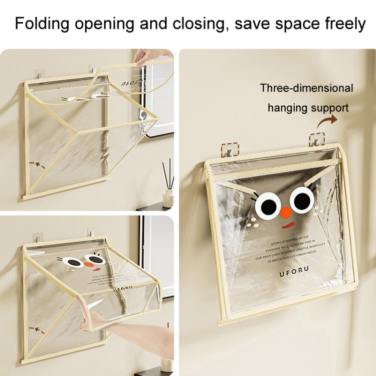 Bathroom Hanging Bag Foldable Transparent With Lid Waterproof Clothes Socks Storage Bag, Small Beige, Small Black, Large Beige, Large Black