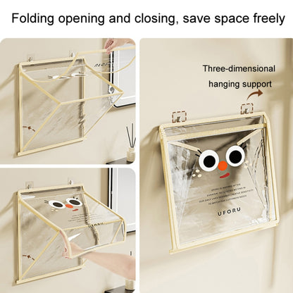 Bathroom Hanging Bag Foldable Transparent With Lid Waterproof Clothes Socks Storage Bag, Small Beige, Small Black, Large Beige, Large Black