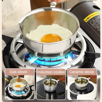 316 Stainless Steel Mini Hot Milk Oil Pot Butter Warmer Skillet Egg Frying Pan, 200ml, 300ml, 500ml, 200ml With Rack, 300ml With Rack, 500ml With Rack