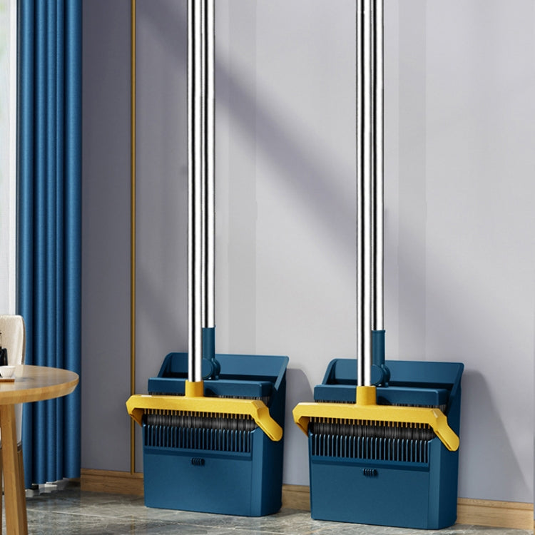 Broom And Dustpan Set With Double-Sided Tooth Scraping, Magnetic Blue, Magnetic White, Snap Blue, Snap White